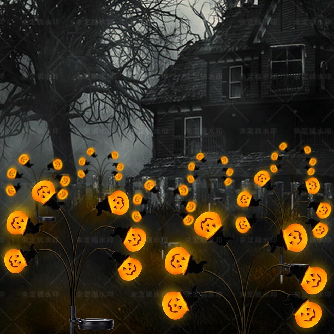 Halloween Decorations Outdoor, Solar Halloween Garden Lights, Solar Firefly Lights Outdoor Waterproof for Yard (Pumpkin4P)
